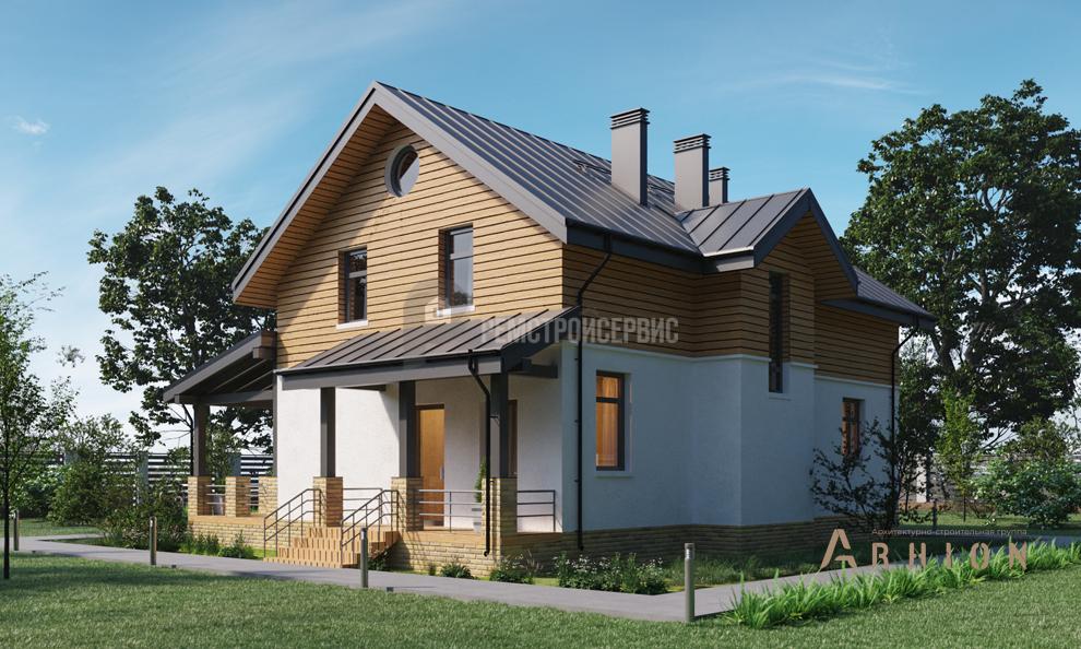 3. Проект одноэтажного дома в альпийском стиле с многоскатной кровлей, t-85-01, площадью - 181 кв c мансардой, сауной, терассой